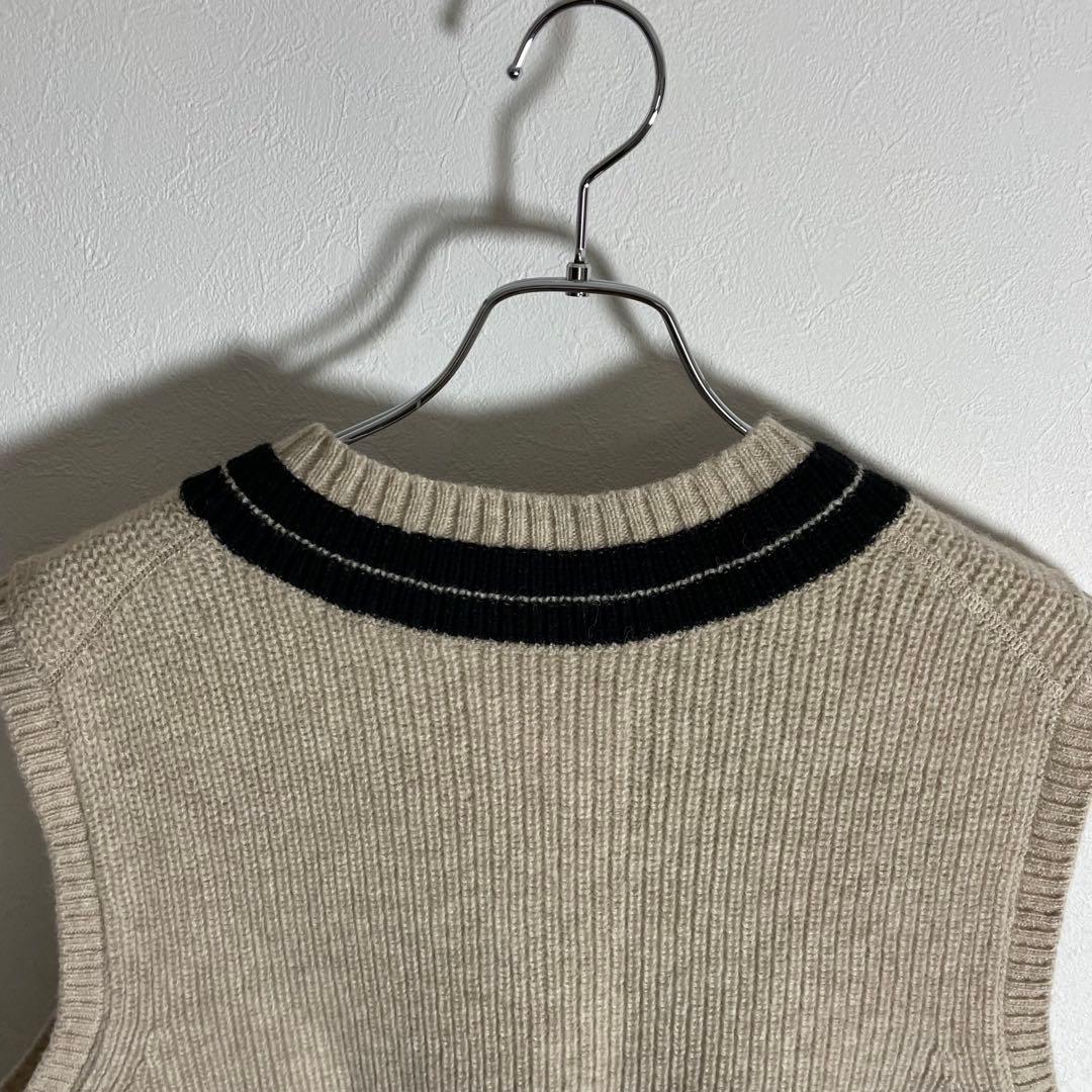 【美品23AW】MHL. タフウール リブニットベスト ベージュ L人気モデル