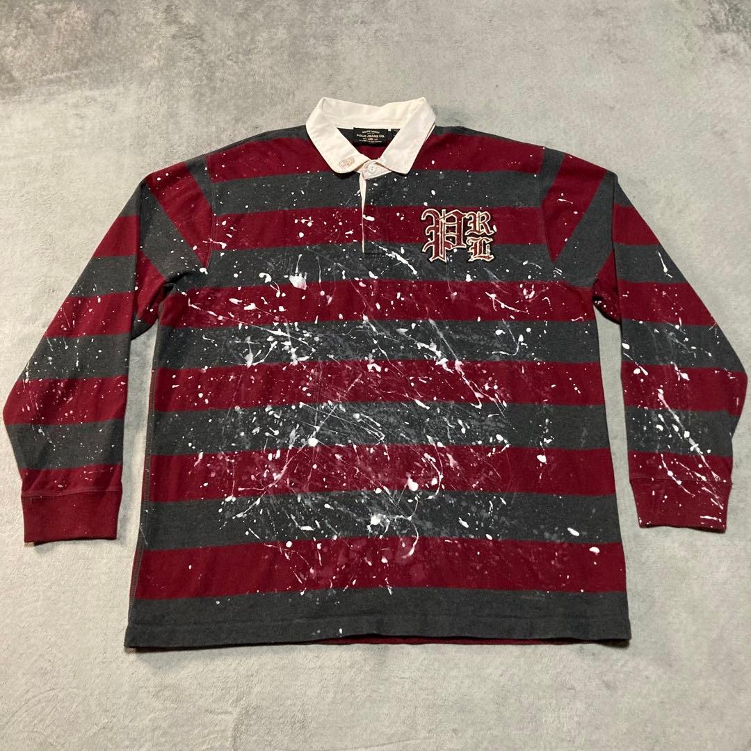 POLOJEANSCO. ラガーシャツ Paint リメイク USA製 XL