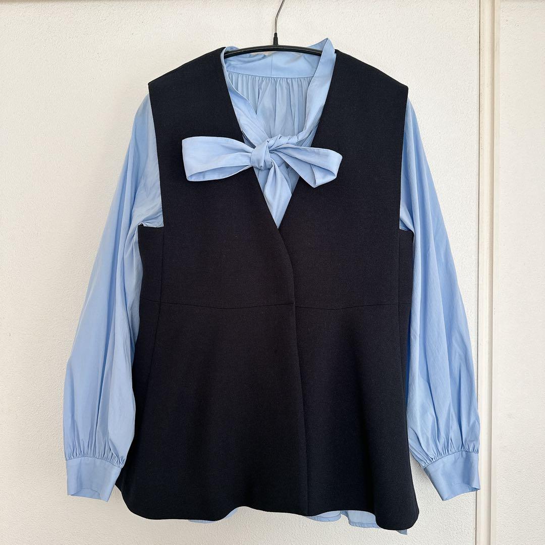 ソフト ジョーゼット ペプラム ジレ -マシンウォッシャブル・ストレッチ・防シワ