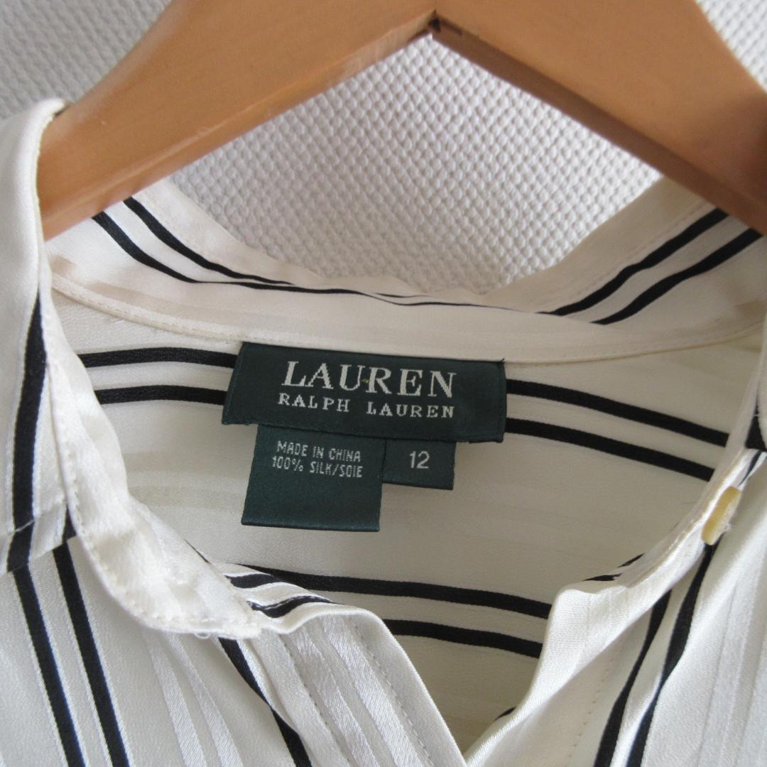 LAUREN RALPH LAUREN シルクストライプシャツ 　ビンテージ