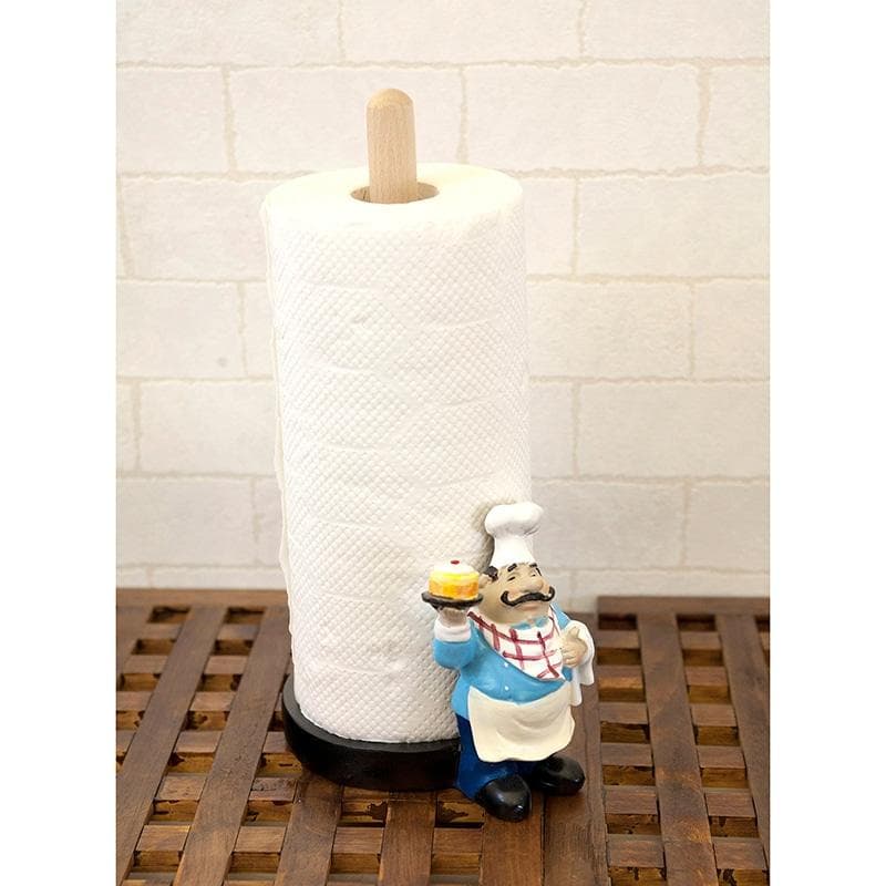 ★フレンチシェフ ペーパーホルダー キッチン雑貨 ケーキを持ったシェフ