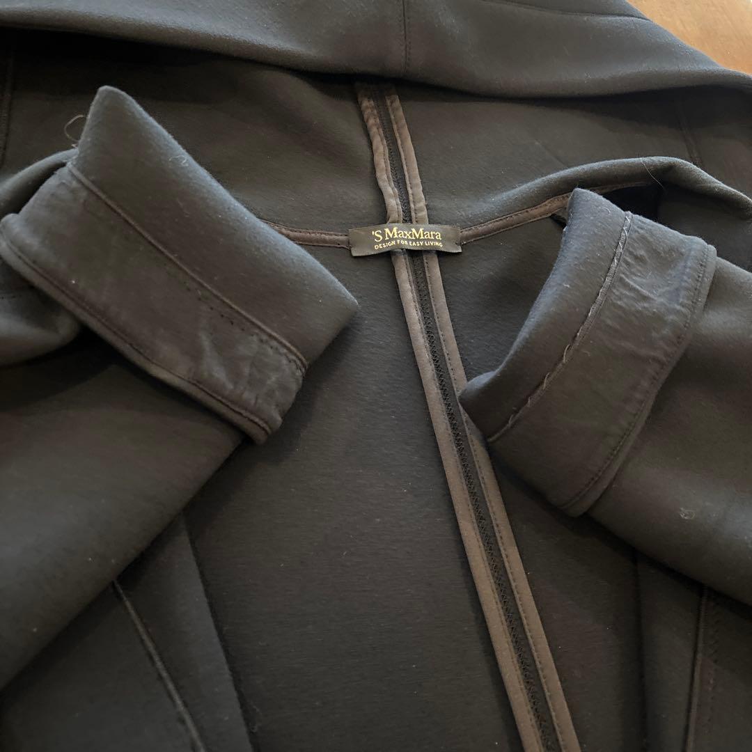 'S Max Mara フーディ ダブルフェイスビスコースコート ネイビー　M