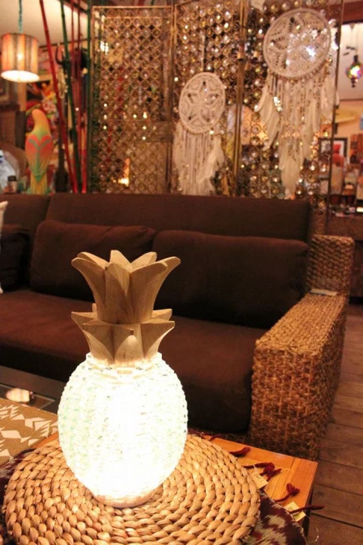 フロアライト　関節照明 パイナップル　スタンドランプ バリ　15ワット電球付