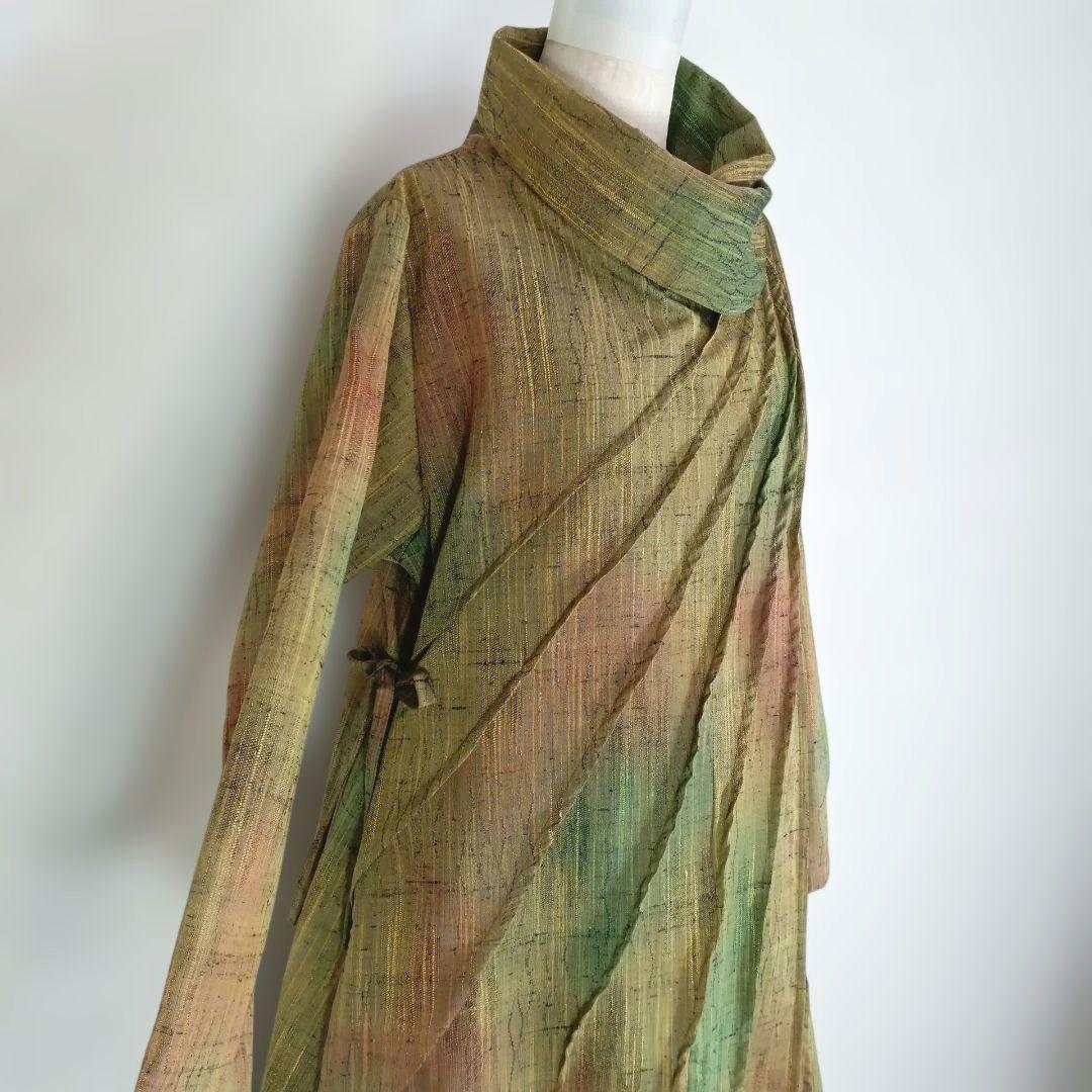 312　手染め大輔　着物リメイク　紬　ワンピース　L〜フリーサイズ