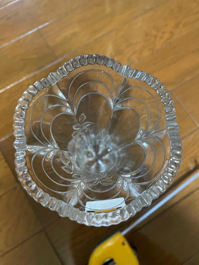 クリスタルガラス 花模様 約25cm アデリア　石塚硝子　一輪挿し