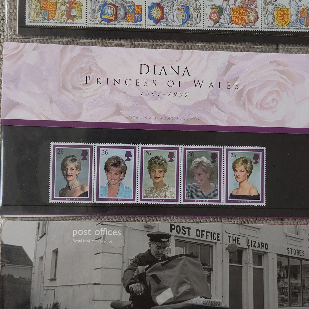 未使用品 英国切手 エリザベス女王金婚式記念、ダイアナ元妃、記念切手