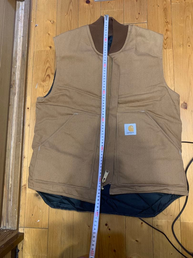 Carhartt ベージュ ジップアップベスト ダックベスト V01 サイズM