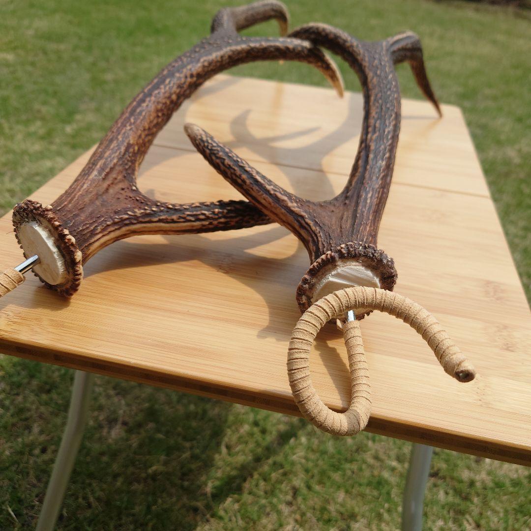 2本セット　鹿の角ランタンハンガー　スウェード加工