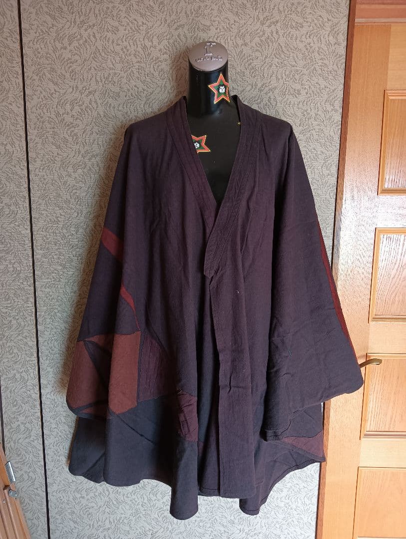 手作り　泥染め　デザイン ポンチョ