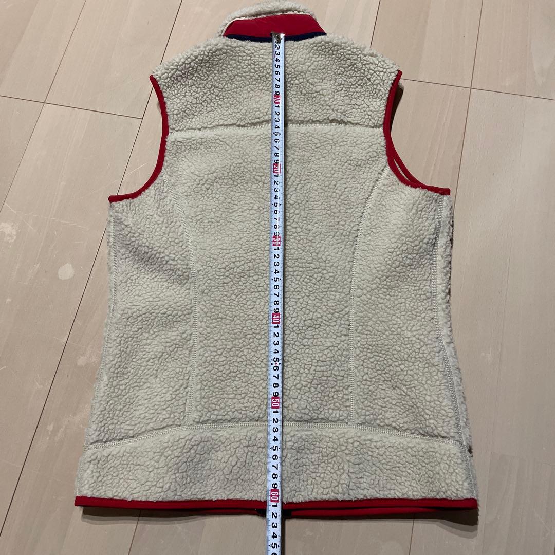 patagonia ボアベスト XS クリーム/レッド　レトロX