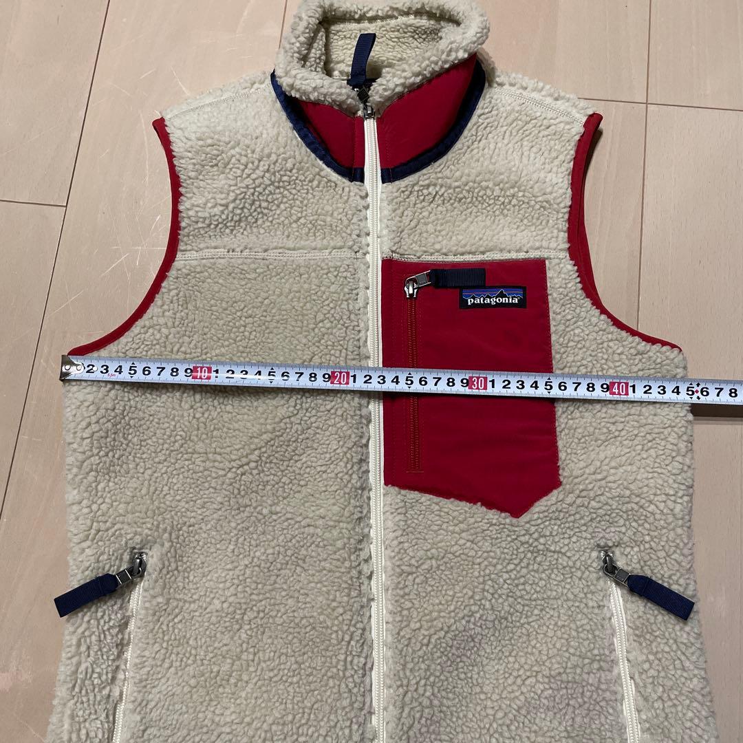 patagonia ボアベスト XS クリーム/レッド　レトロX