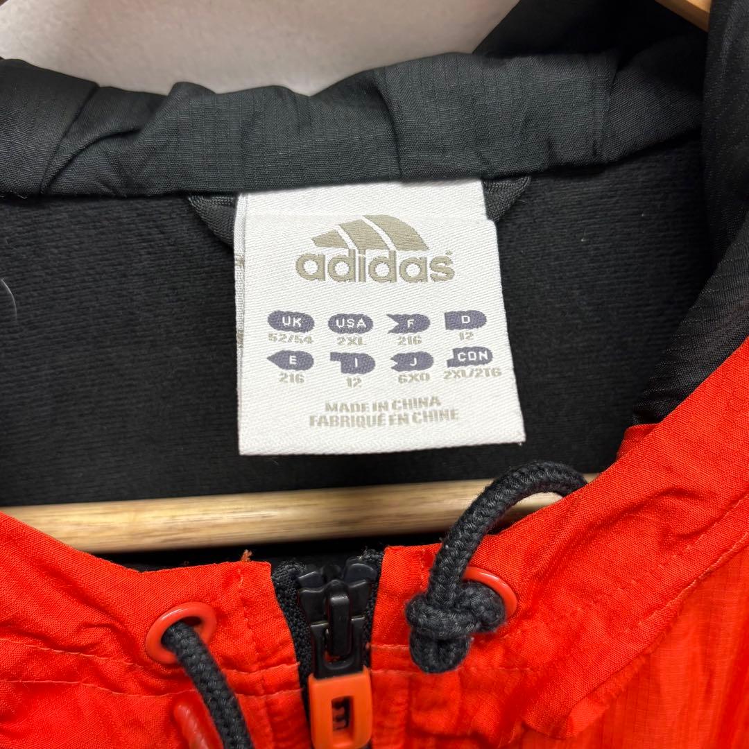 00's vintage adidas フード付きジャケット オレンジ/ブラック
