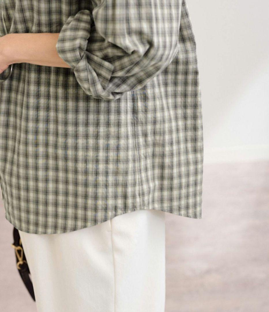 FRAMeWORK　チェックドライワイドシャツ