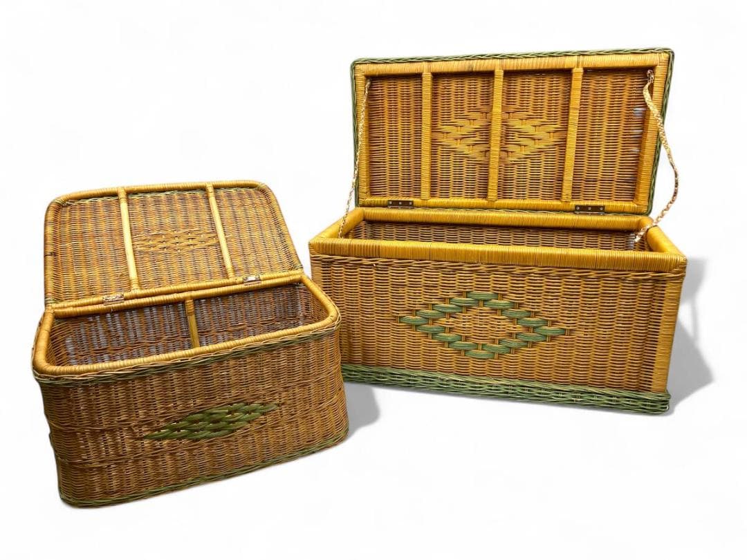 【大小2個セット】籐 ラタン 大篭・小篭 カゴ バスケット