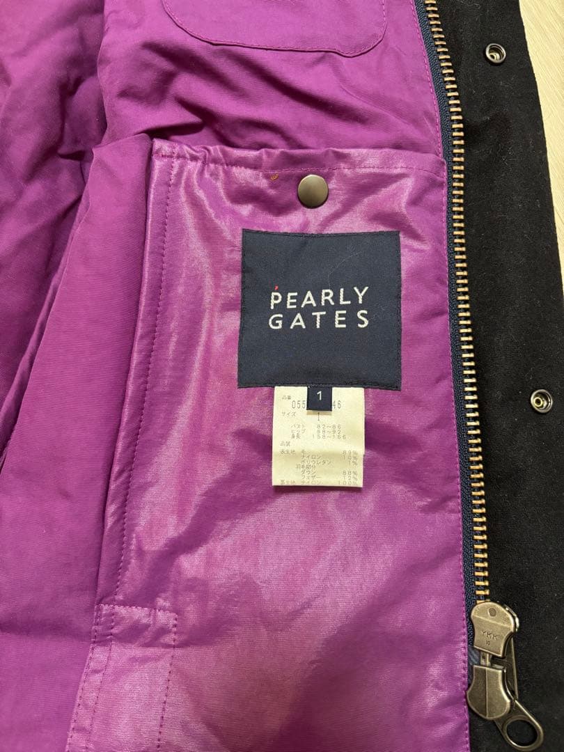 パーリーゲーツレディースダウンベスト 黒 紫　1