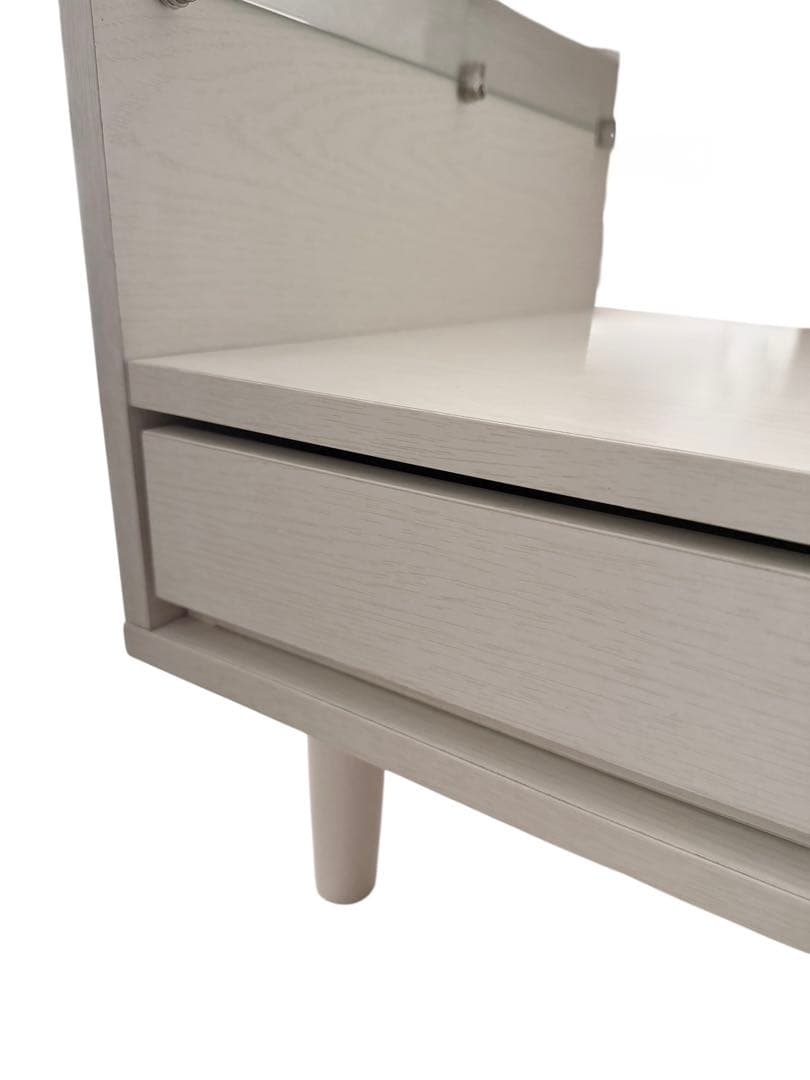 LOWYA 鏡付きローテーブル 収納棚付き