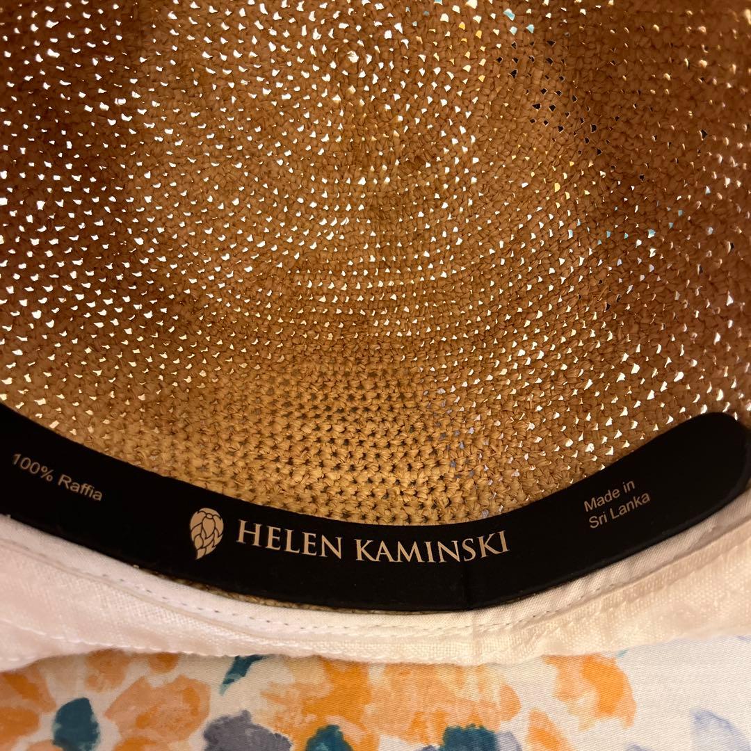 ヘレンカミンスキー ラフィアハット 麦わら帽子　ホワイト コットン ナチュラル