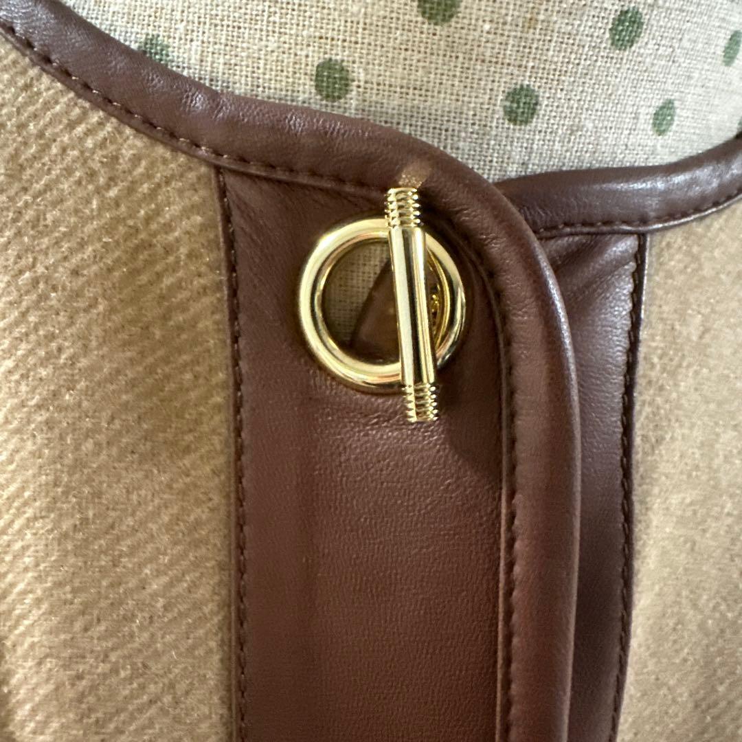 SALEバーバリー ベージュ ウール　山羊革 ポンチョ