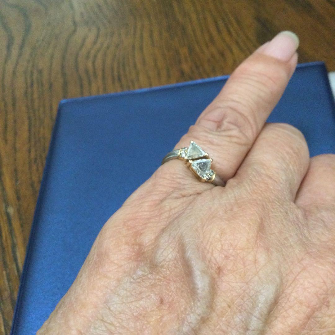 Pt900K18 トリリアントカットリング