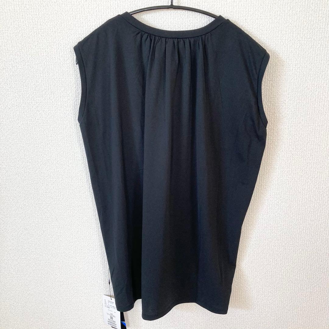 ジュリエ ヨガウェア ロング丈 ノースリーブ プルオーバー Tシャツ 黒 ヨガ