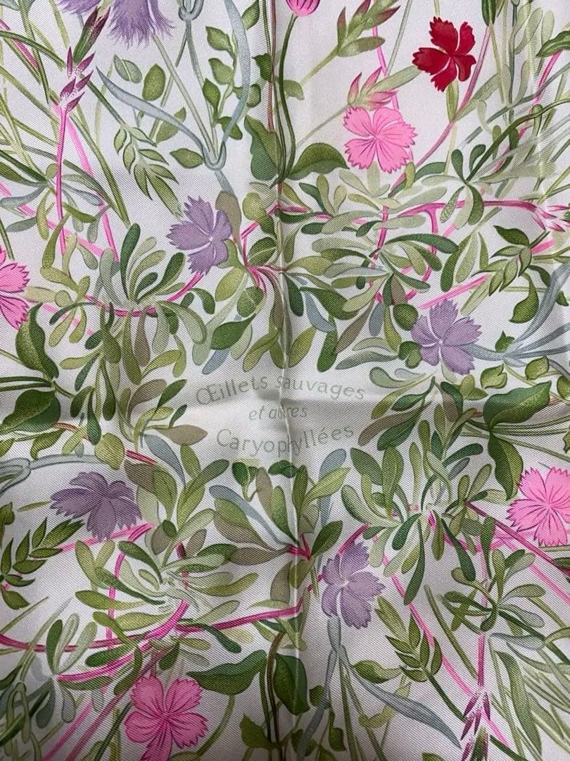 し*送様 エルメス　カレ90 野生のカーネーション(実家保管品)