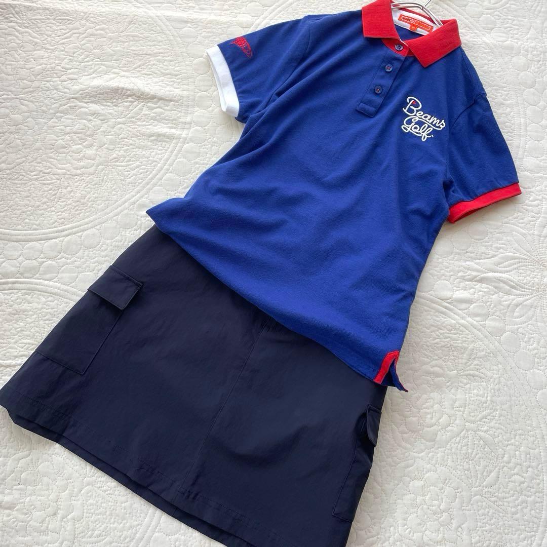 BEAMS GOLF 日本製　ゴルフ半袖ポロシャツ　トリコロールカラー