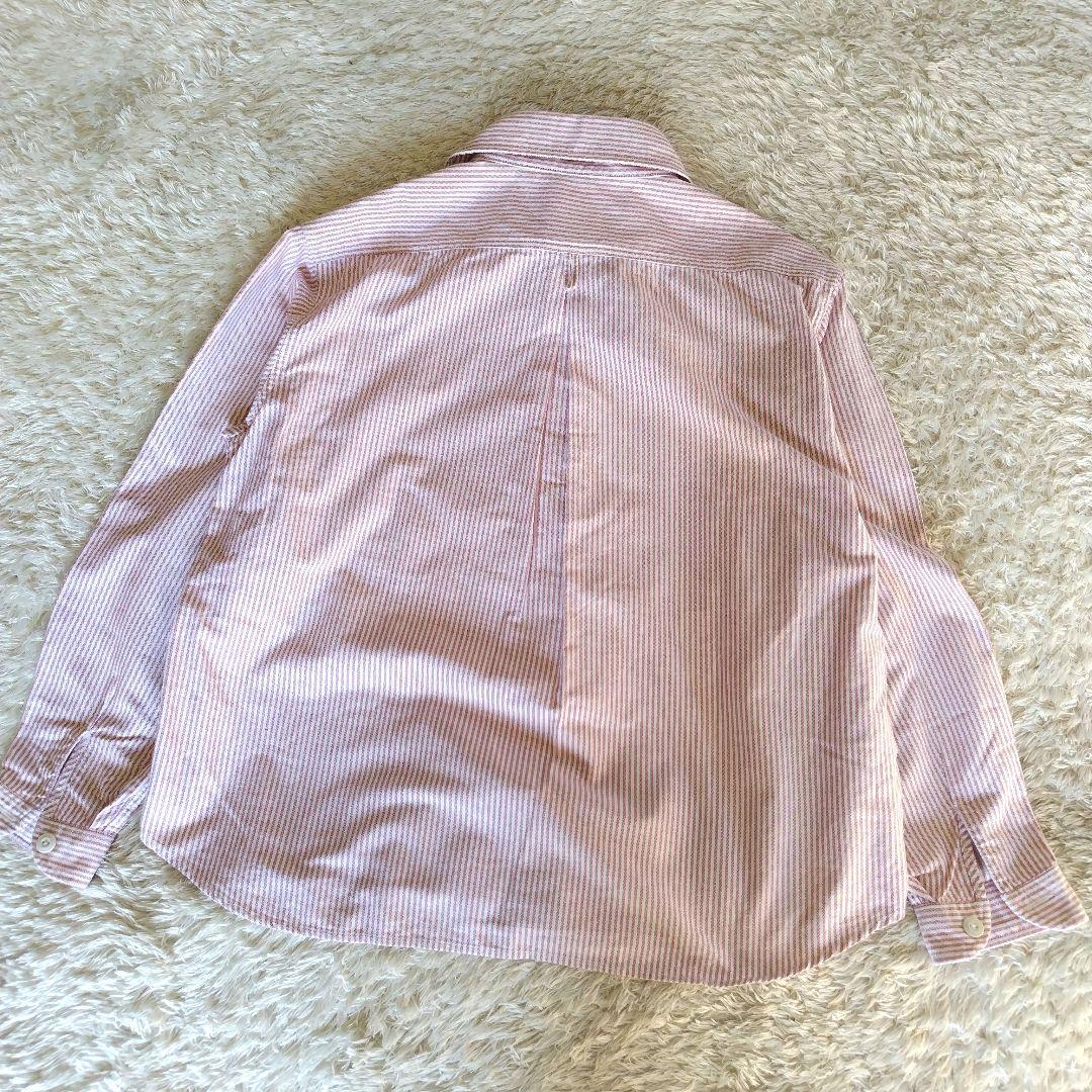 ■DANTON丸襟プルオーバーワイドシャツコットンストライプ34