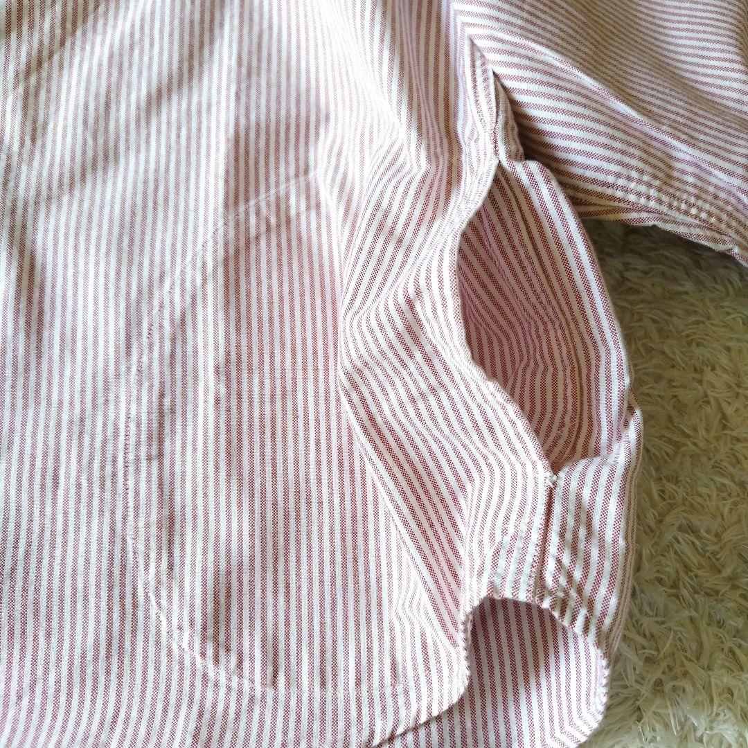 ■DANTON丸襟プルオーバーワイドシャツコットンストライプ34