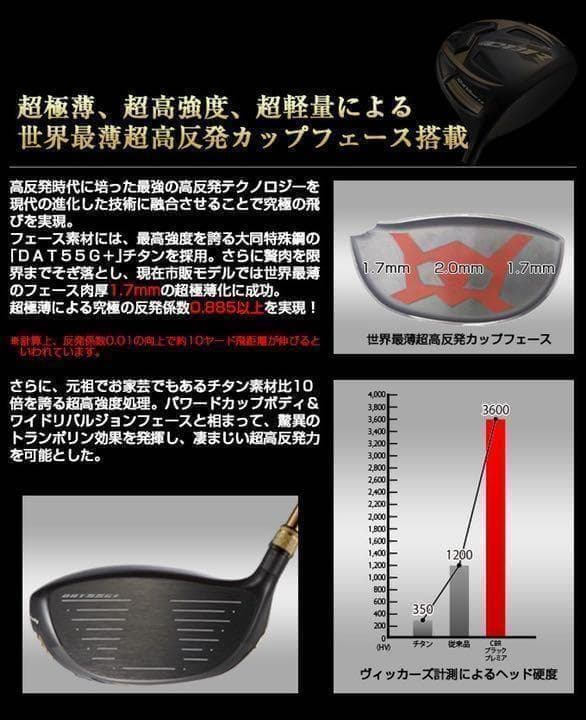 Qi4D より飛ぶ! ワークスゴルフ 超高反発CBRブラックプレミアUSTマミヤ