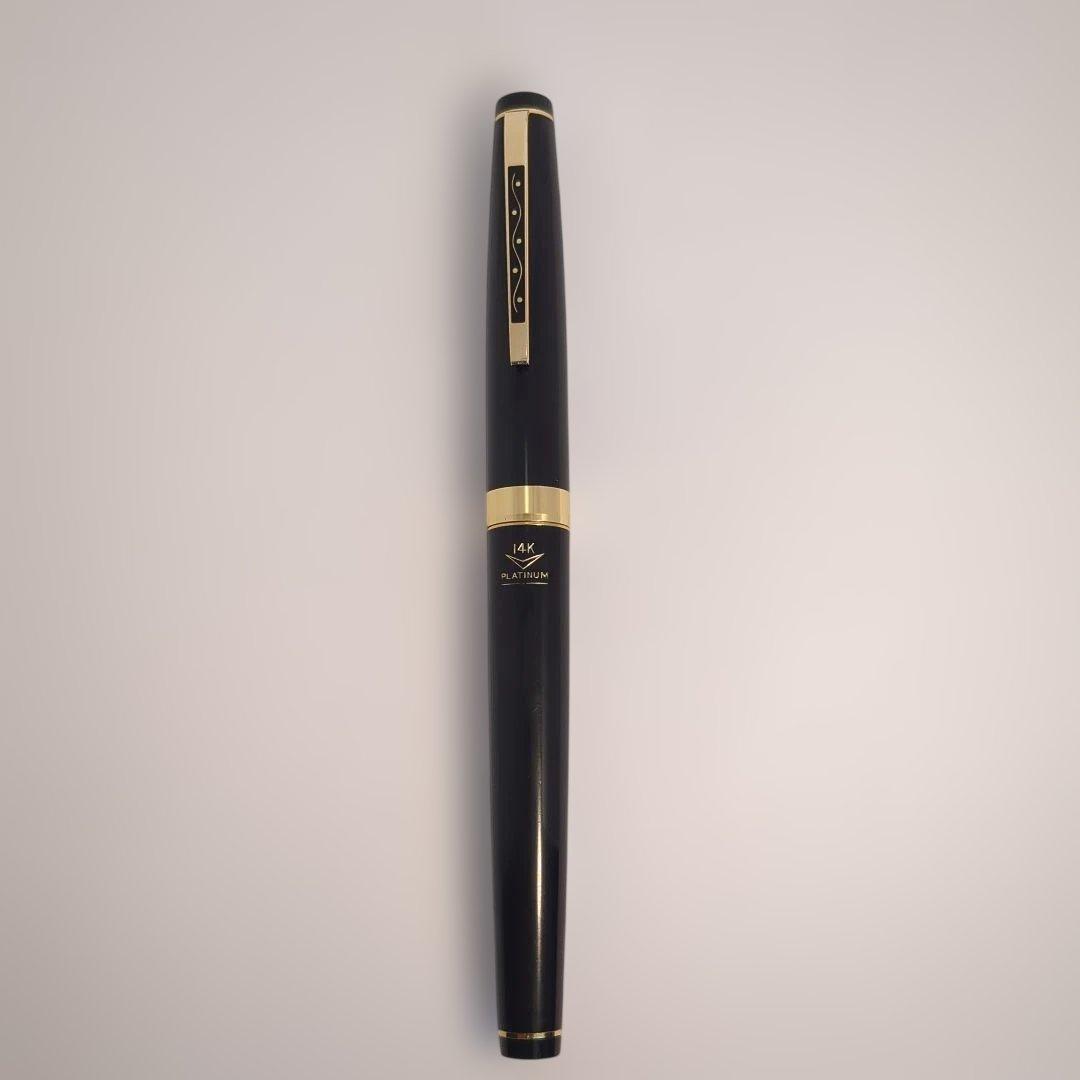 プラチナ 万年筆 ブラック ビンテージ 14K 太字（B）