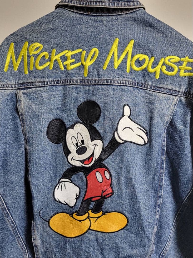 ​90s ミッキー・アンリミテッド 刺繍 デニムジャケット Mサイズ
