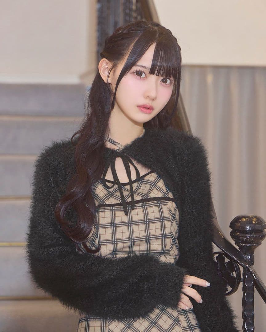 ミシェルマカロン　オリジナルチェック柄アンサンブルロングワンピ 　XSサイズ