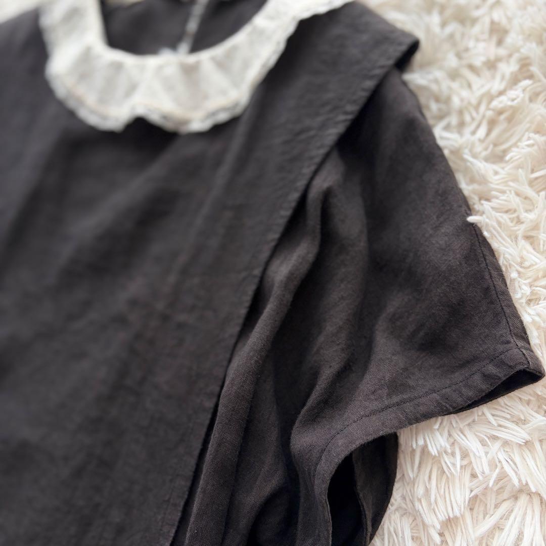 【専用✨】GASA* ガサ 宵のころ レースカラーワンピース チャコールグレーF