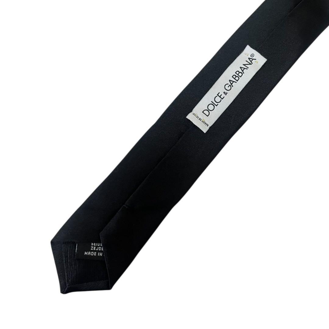 【極美品】ドルチェアンドガッバーナ ソリッドタイ ロゴ刺繍 ブラック 光沢