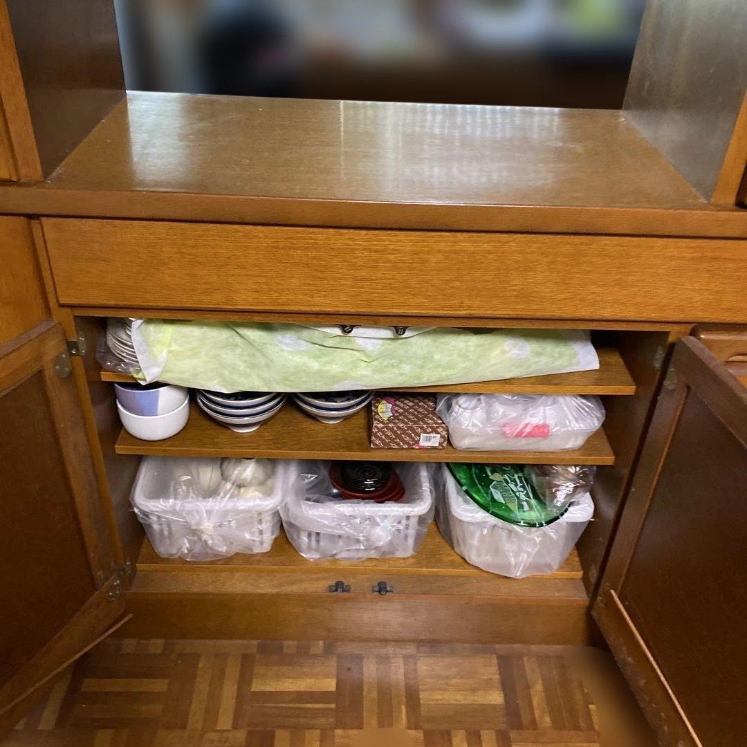 ［ばっぽ］食器棚 ガラス扉付き　昭和レトロ　アンティーク