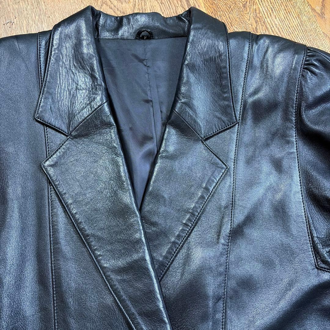 合馬公式[日本製]羊革 ラムレザー ハーフコート 黒 F ジャケット