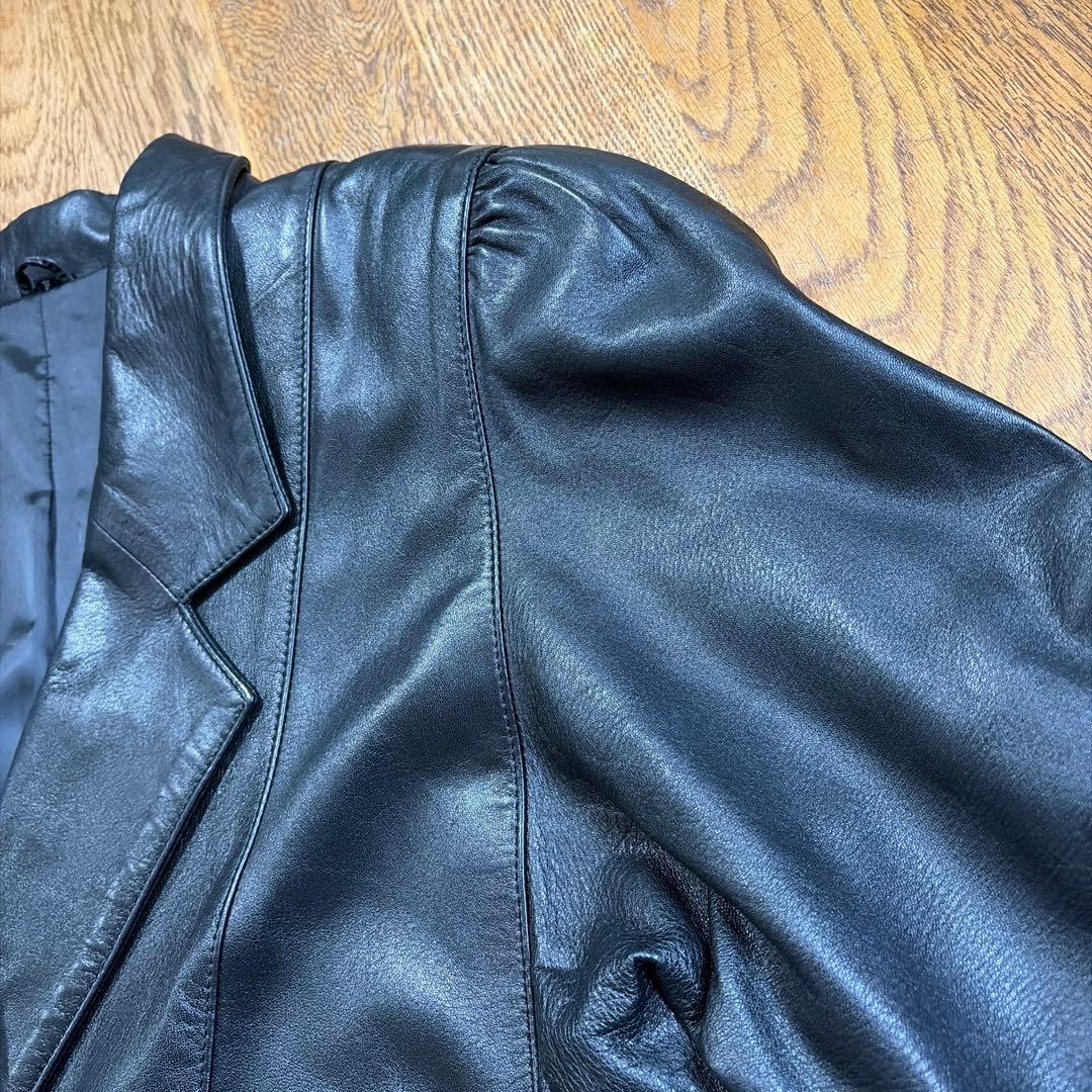 合馬公式[日本製]羊革 ラムレザー ハーフコート 黒 F ジャケット