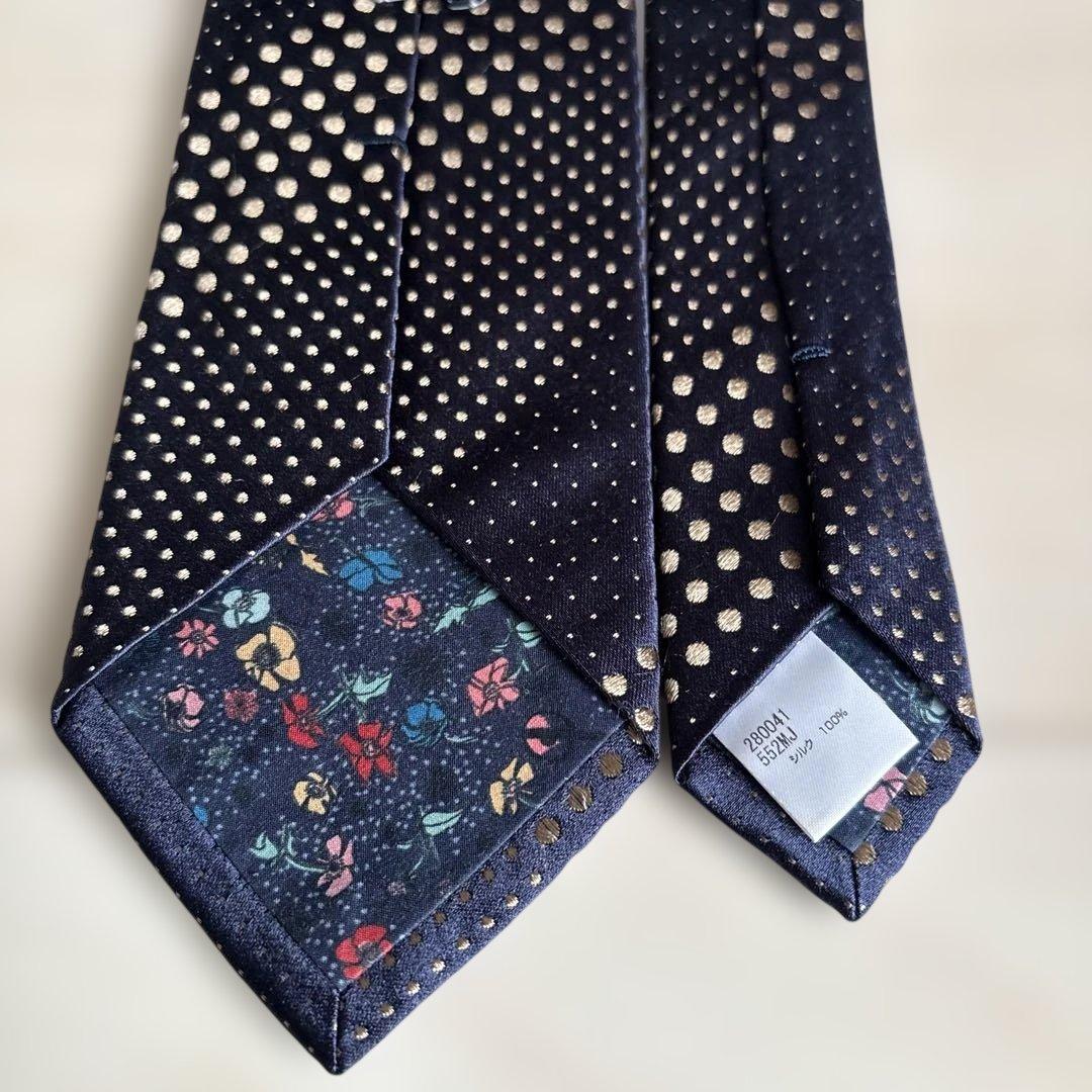 未使用級！ポールスミス 現行 ネクタイ ドット 裏地花柄　レジメンタル