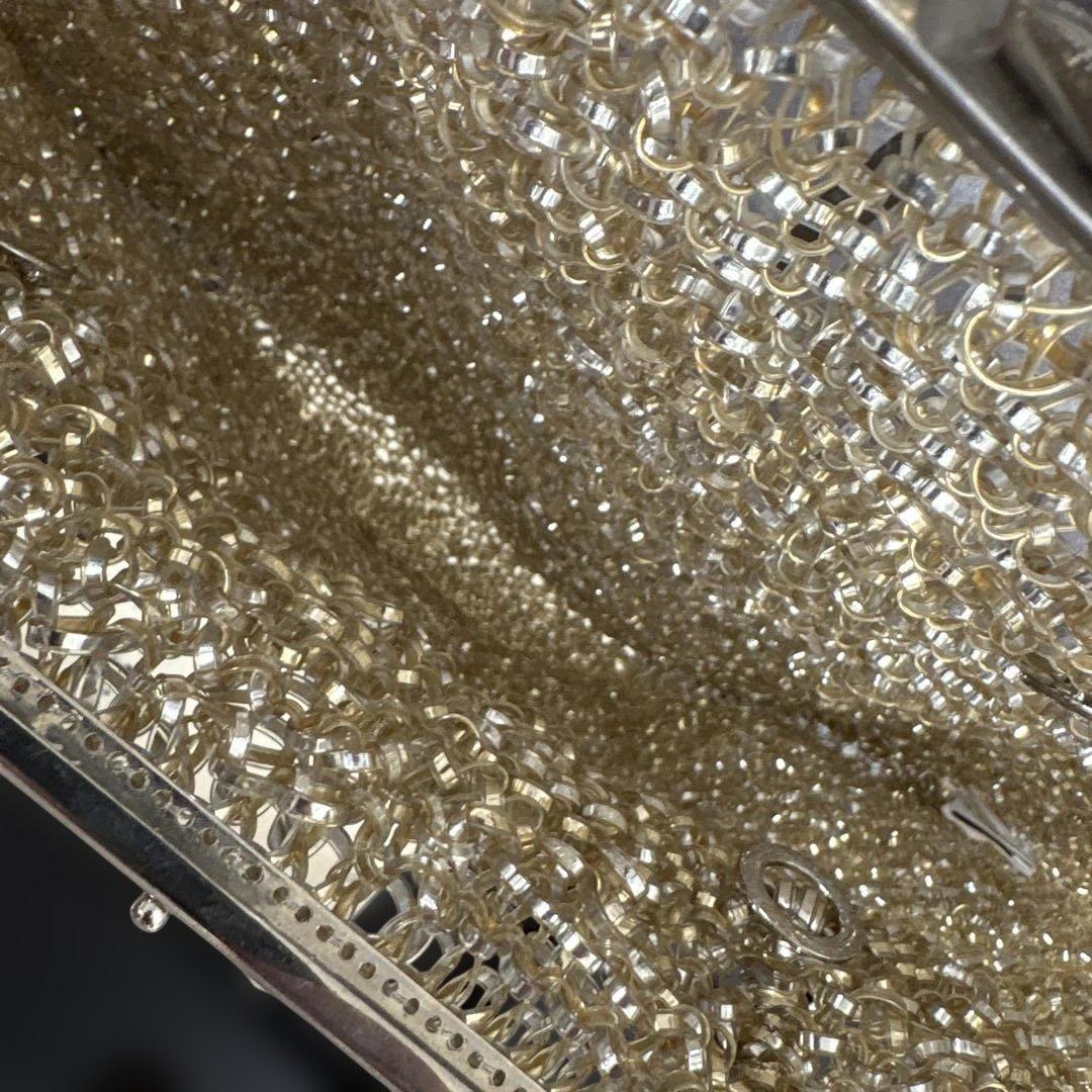 アンテプリマ　ワイヤーハンドバッグ　がま口　リボン　ゴールド