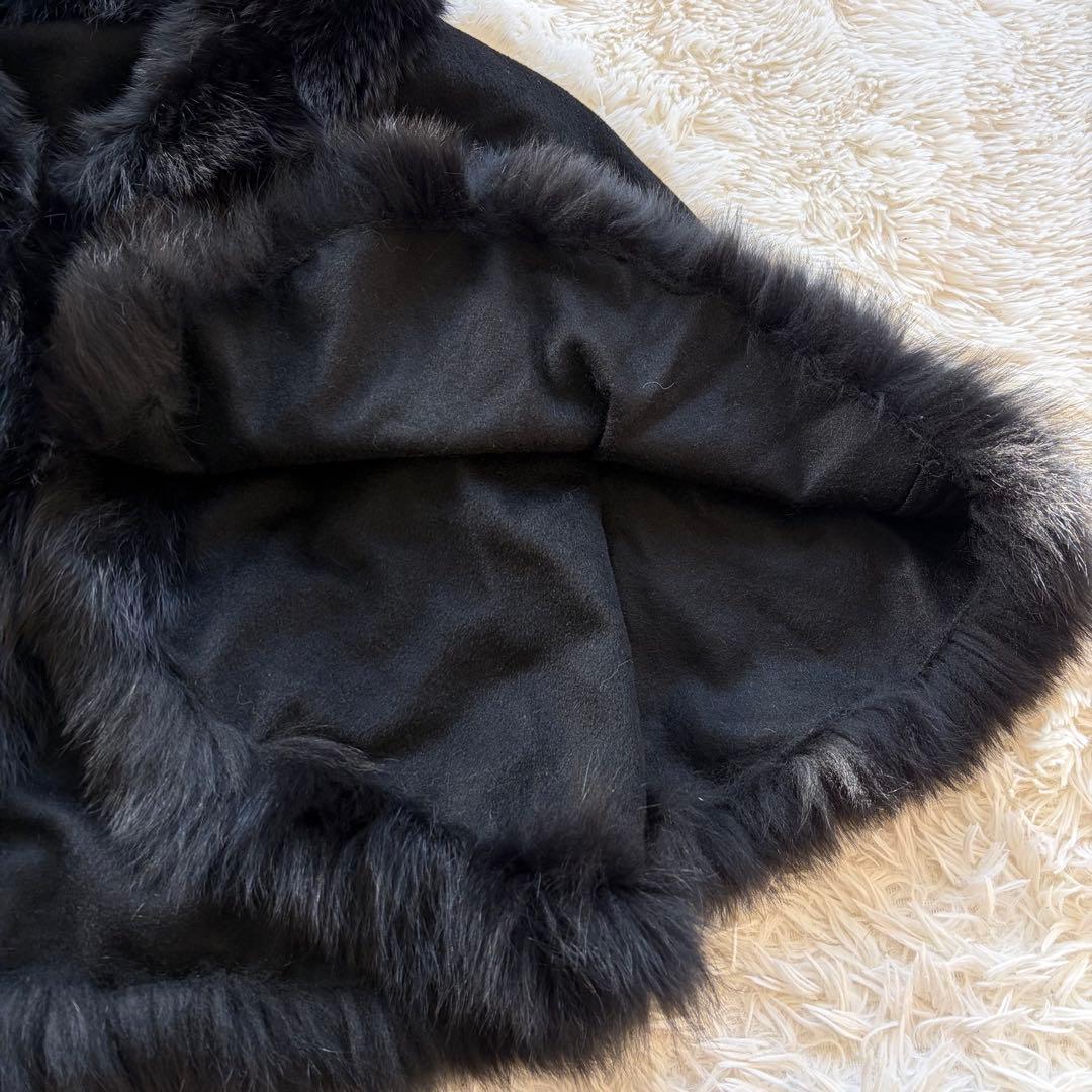 ポンチョ　カシミヤ100% フォックスファー　Aライン　エレガント　パーティー