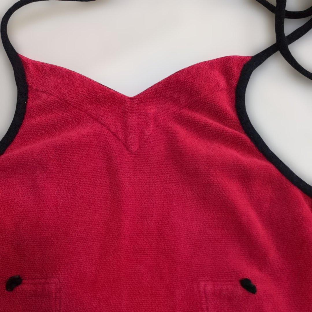 フェイラー　シェニール織花柄エプロン　レッド