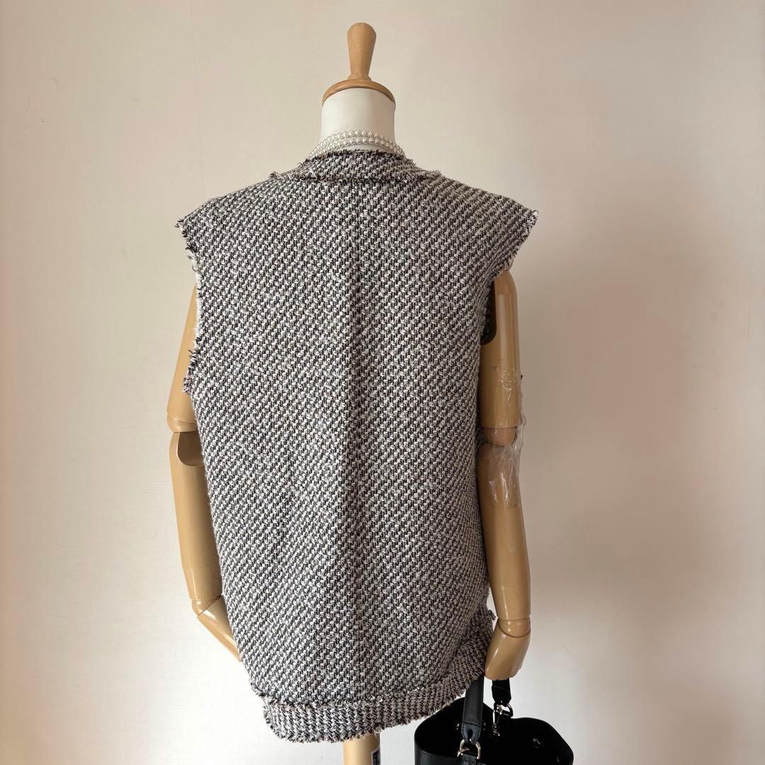 【美品】ジャーナルスタンダード　こっとツイードフリンジベスト　ゆったり　ジレ