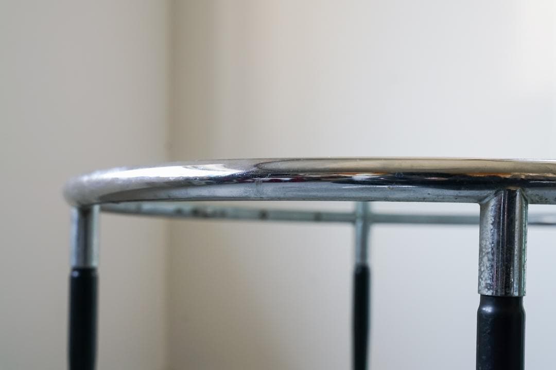 ヴィンテージ ラウンドガラステーブル 古道具 ミッドセンチュリー モダン