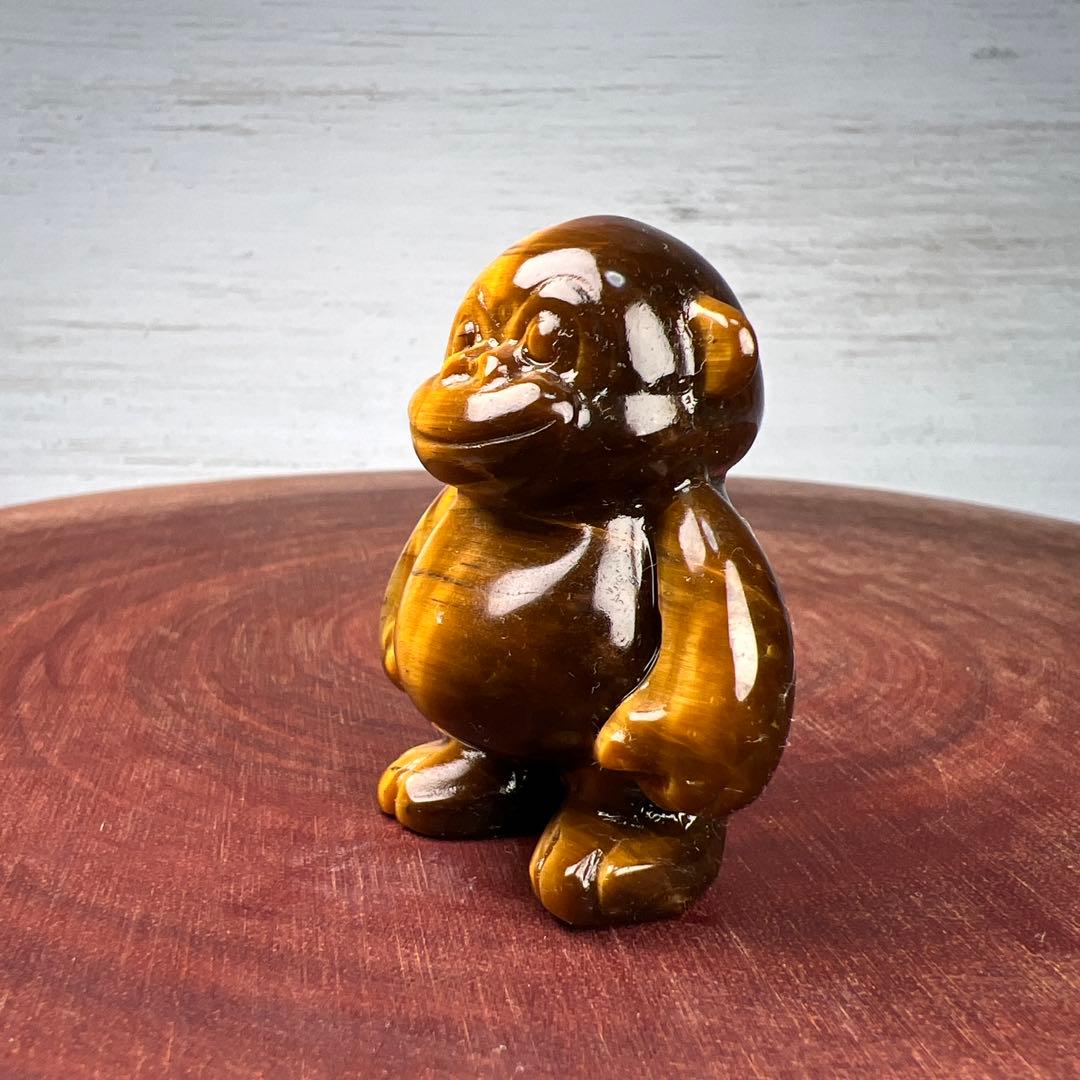 天然石　愛嬌のあるお猿くん　タイガーアイ