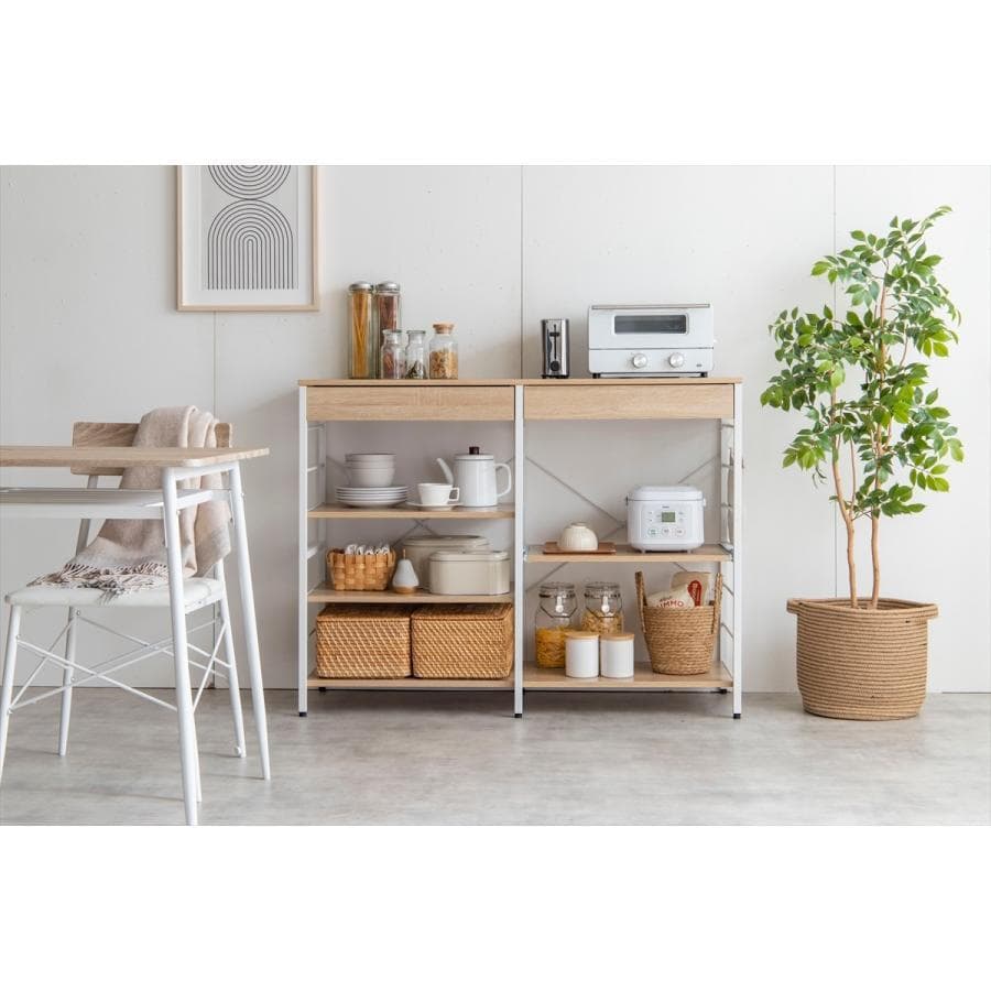 レンジ台 キッチン収納 キャスター 幅120cm 食器棚 キッチンラック