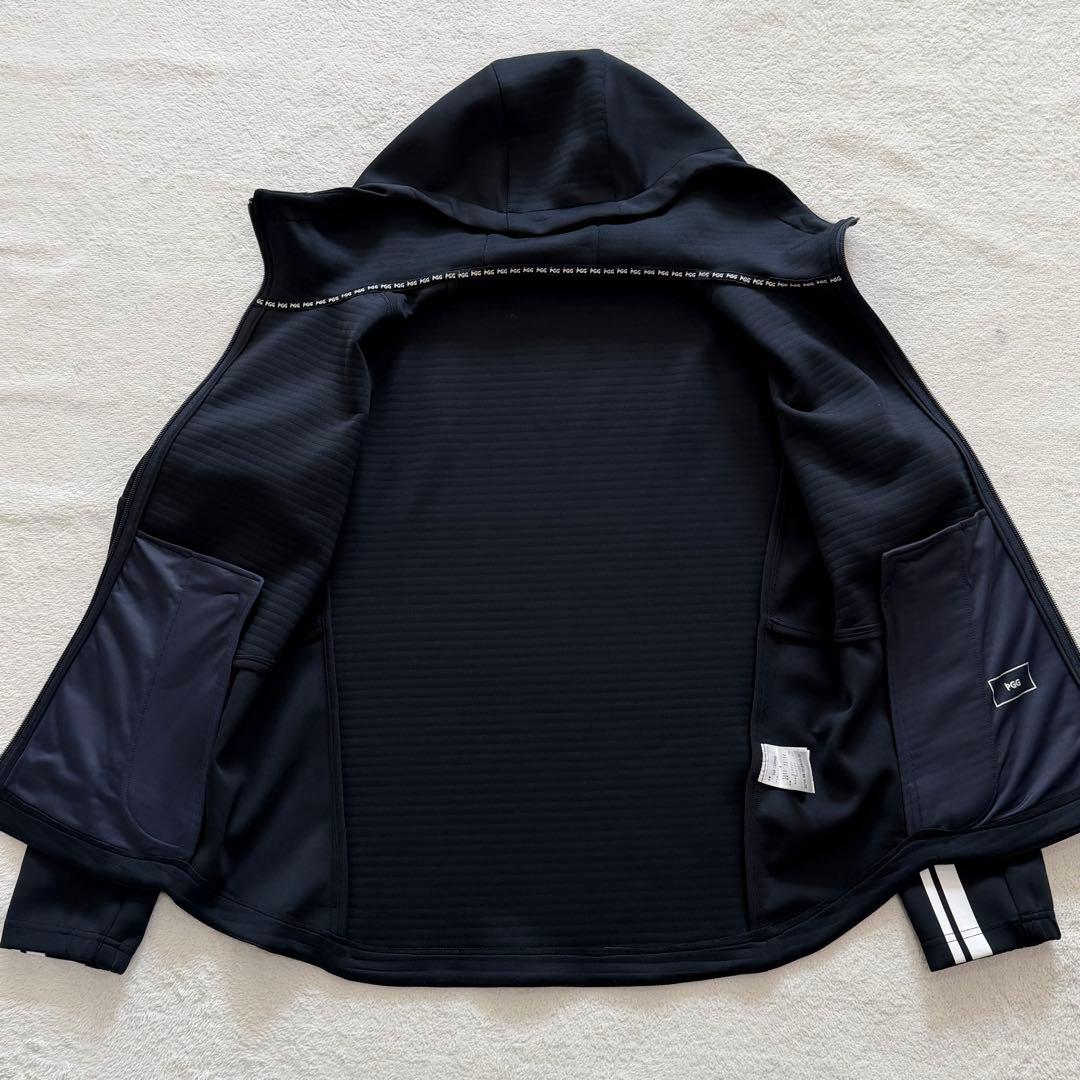 PGG　パーリーゲイツ　ジップパーカー　ネイビー　袖ライン　ゴルフウェア　M