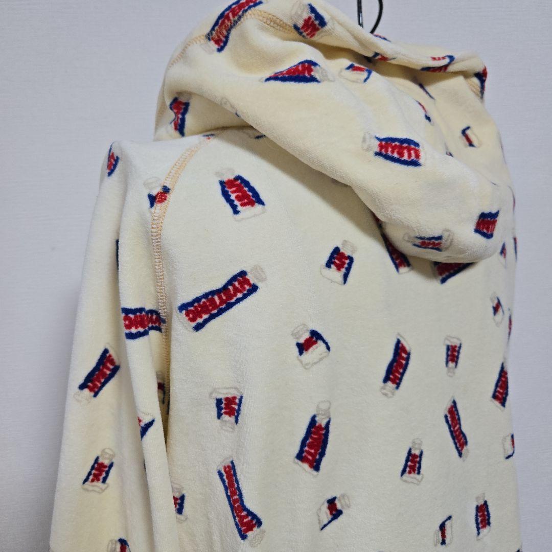 90s ヒステリックグラマー 総柄 ロゴ パーカー タオル生地 イエロー