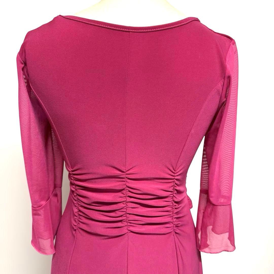 6380★M 濃ピンク シンプル ワンピース 社交ダンス