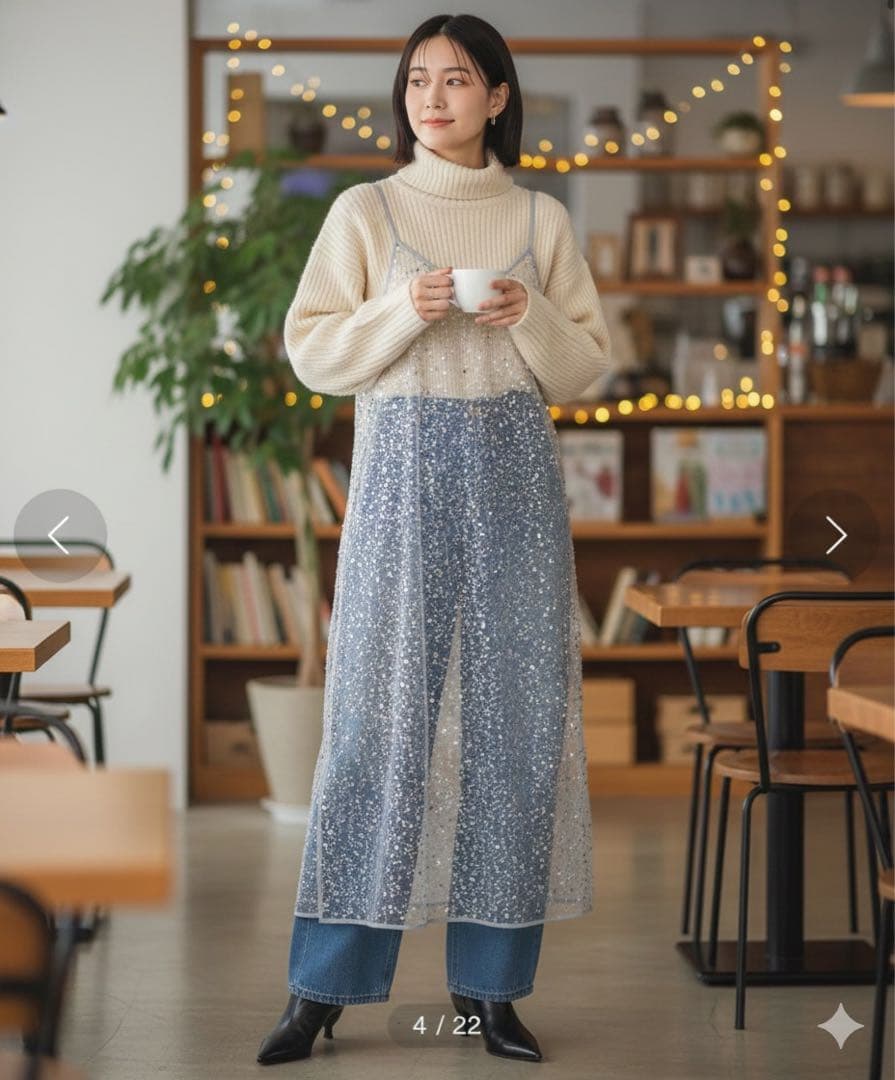 アパートバイローリーズ キラキラパールキャミワンピース