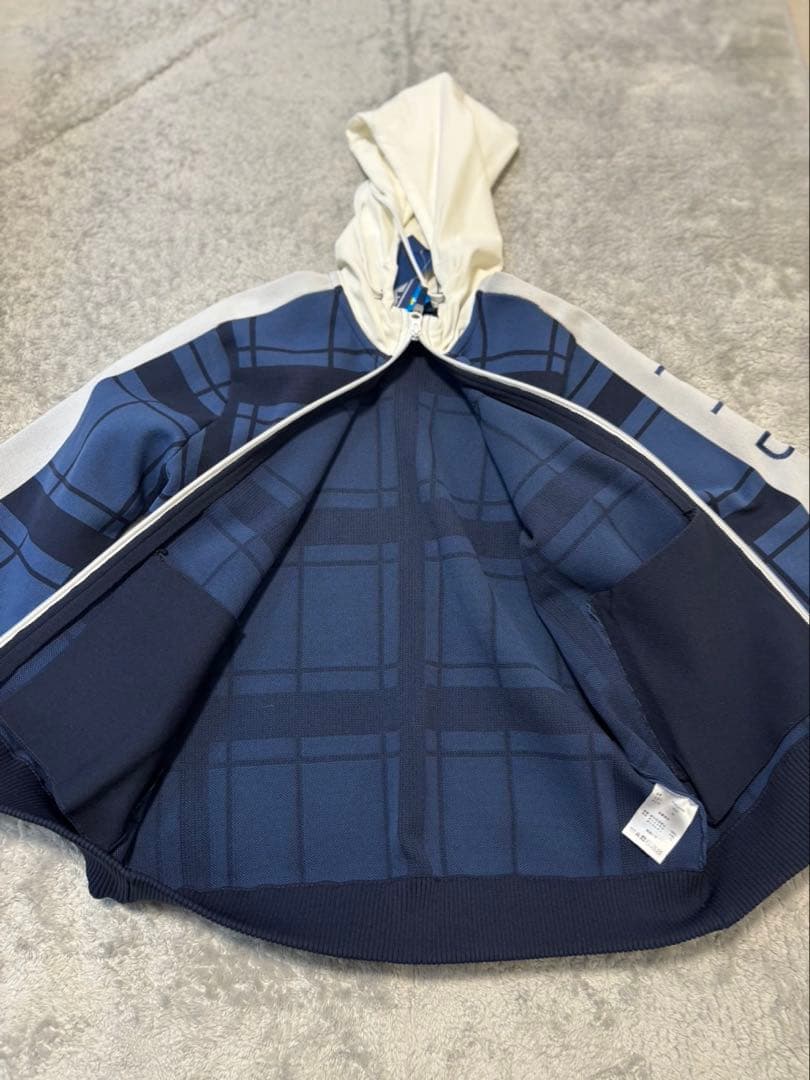 新品 フィドラ FIDRA ニットパーカー フルジップ フード付き ネイビー M